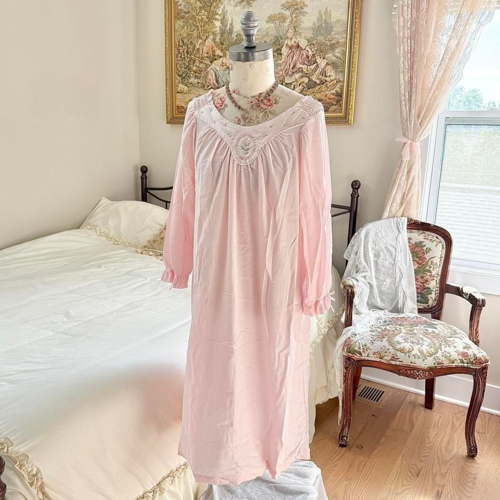 70s light pink nightgown dress jcpenney size small